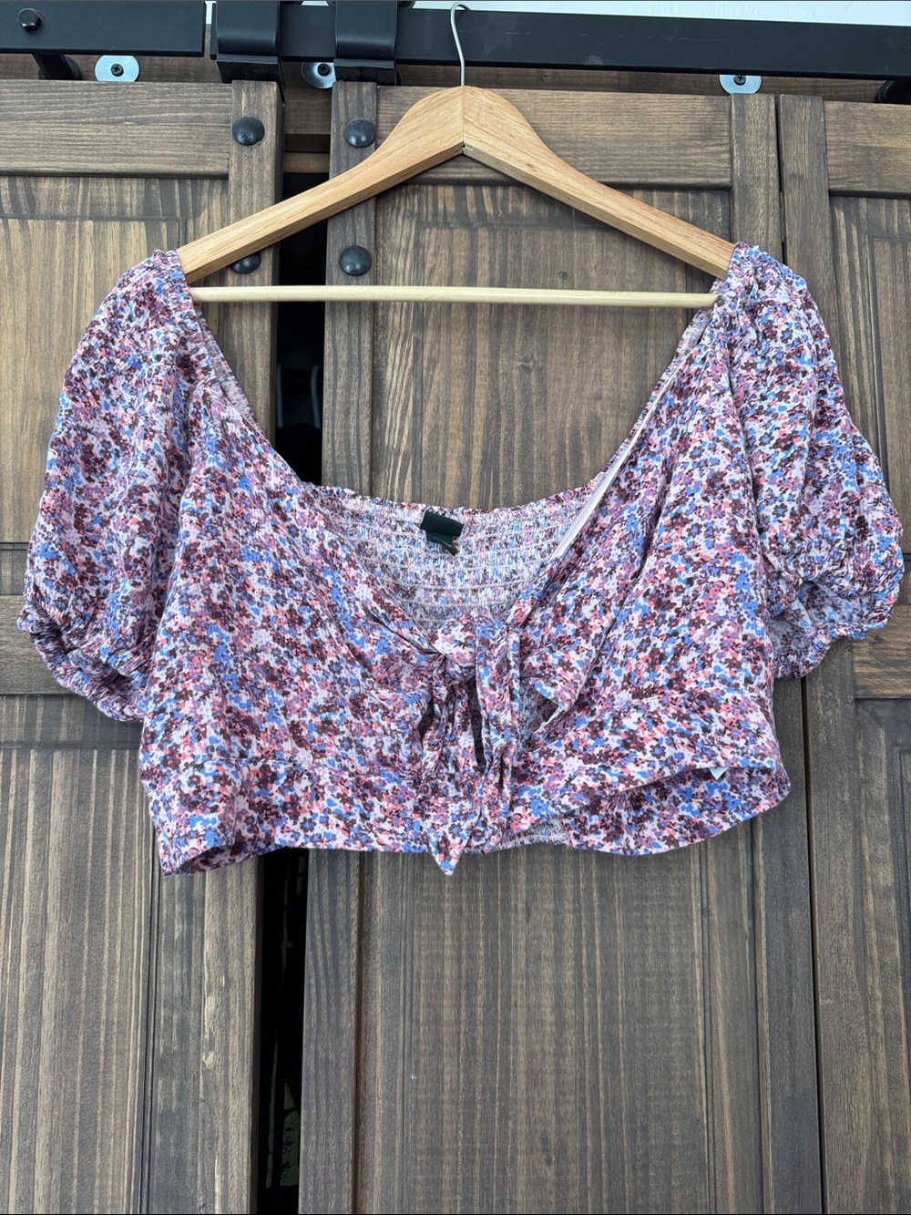 Wild Fable Floral Tie-Front Crop Top - Pink Multi